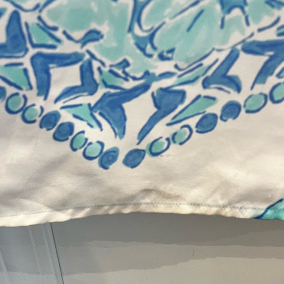 Vineyard Vines Palm Leaf Scarf Print Silk Maxi Dress Size 4 Turquoise Aqua Blue - Picture 10 of 11